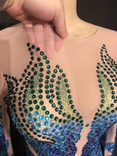 Traje de Baño Acrobático Sirena Azul con Strass Escote Alto - Image 5