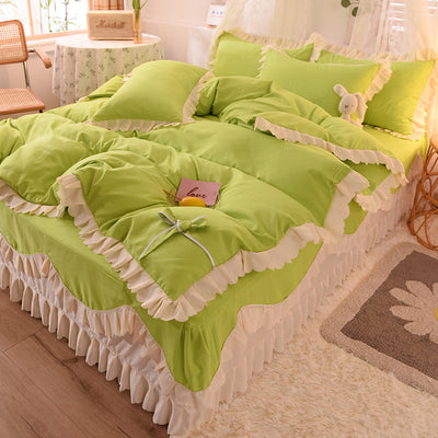 Juego de Cama Lujo Nude Princesa Durmiente con Encaje Floral - Juego de 4 Piezas - Image 14