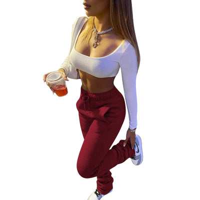 Pantalones Casuales Gruesos con Efecto Apilado para Mujer - Image 23