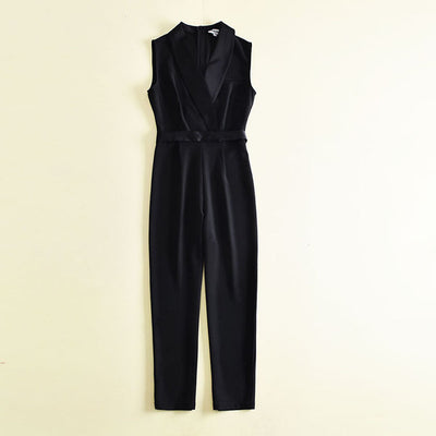 Jumpsuit Elegante Sin Mangas Negro Ajustado para Mujer - Image 12
