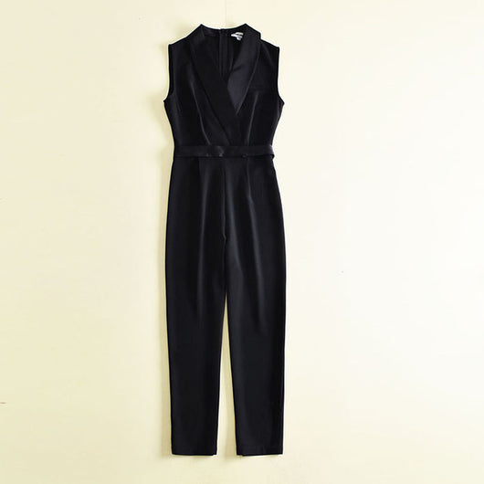 Jumpsuit Elegante Sin Mangas Negro Ajustado para Mujer - Image 12
