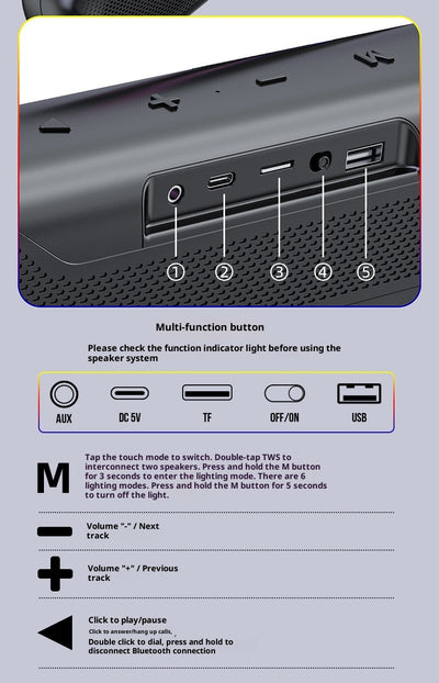 Parlante Bluetooth con Tira LED RGB y Lector de Tarjetas - Image 13