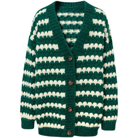 Cardigan Tejido a Rayas Mujer - Suéter Retro Holgado Multiuso - Image 7