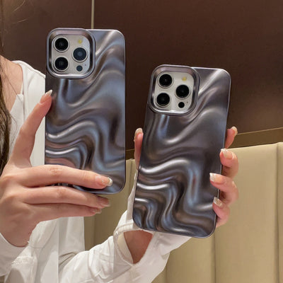 Funda Protectora Mate Negra con Efecto Onda de Agua - Image 3