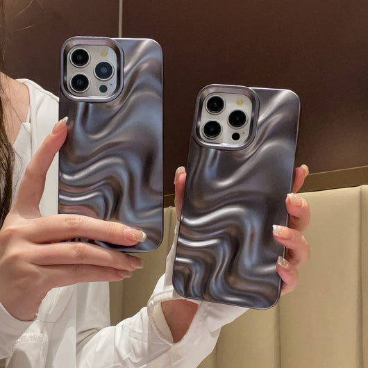Funda Protectora Mate Negra con Efecto Onda de Agua - Image 3