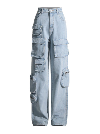 Jeans Vintage Azul Claro Talle Alto con Detalles de Trabajo para Mujer - Image 7