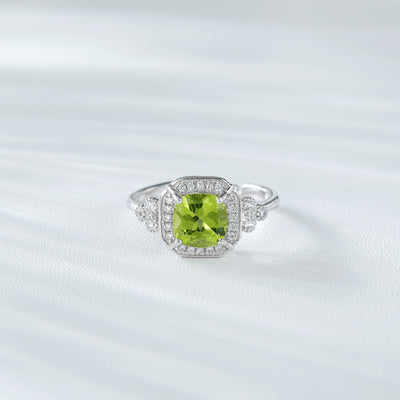 Anillo de Plata Peridoto Verde Elegante Temperamento S925 - Image 10