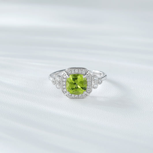 Anillo de Plata Peridoto Verde Elegante Temperamento S925 - Image 10
