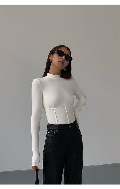 Polera Cuello Alto Negra de Punto para Mujer - Image 11