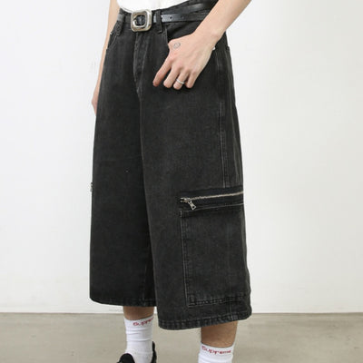 Shorts de Mezclilla Holgados Personalizados para Hombre - Estilo Street Cropped