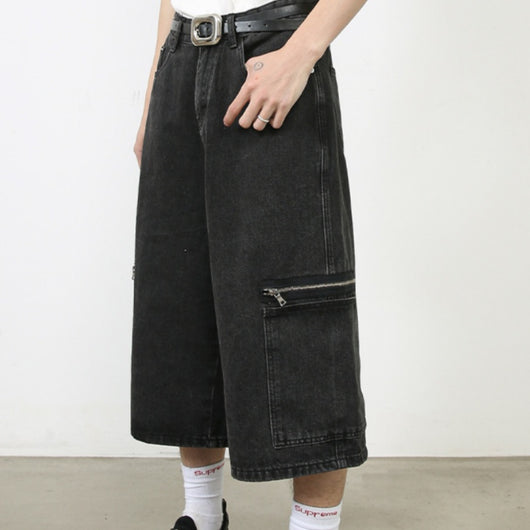 Shorts de Mezclilla Holgados Personalizados para Hombre - Estilo Street Cropped