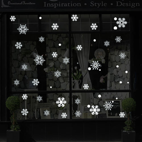 48 Pegatinas Decorativas de Copos de Nieve en Cristal para Navidad