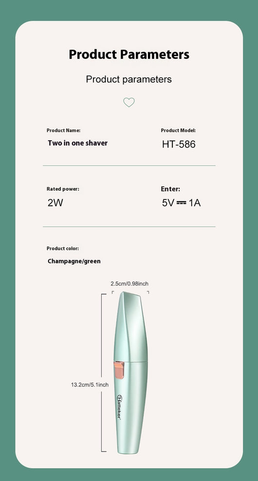 Two mint green and rose gold 2-in-1 electric eyebrow shaping devices with USB cables and packaging. - Image 10
