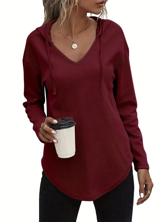 Sudadera Plus Size con Cuello V y Cordones Ajustables para Mujer - Image 8