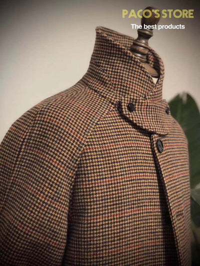 Abrigo de Lana Cuadros Houndstooth Vintage para Caballero - Image 9