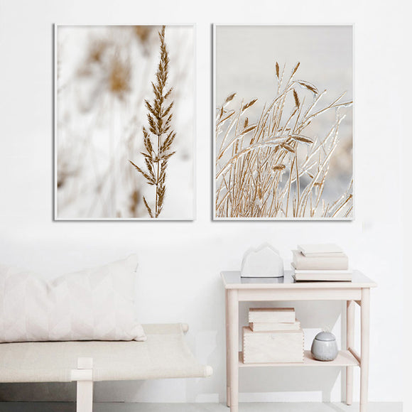 Cuadro Decorativo Boho Mujer Nórdico con Caña y Hierba