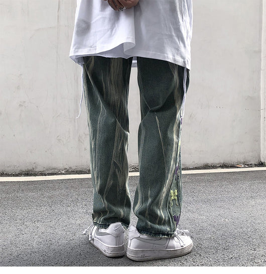 Pantalones Jeans Rectos Anchos con Lavado Relajado para Hombre - Image 8