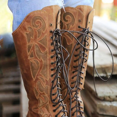 Botas Medianas de Caña con Encaje y Tacón Grueso para Mujer Tallas 40-43 - Image 5