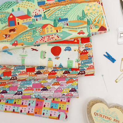Tela de Algodón Tejido Liso con Adorables Dibujos de Autos y Casas - Image 12