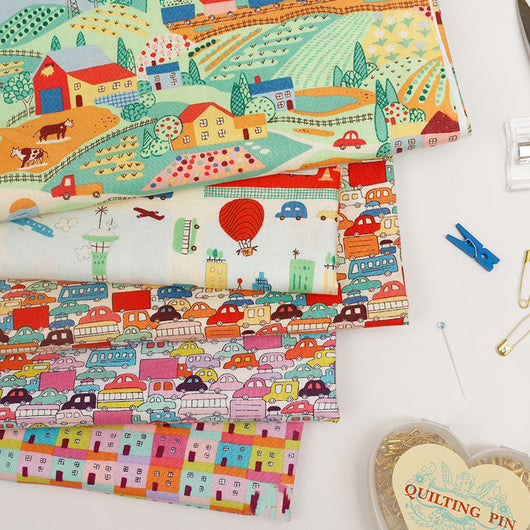 Tela de Algodón Tejido Liso con Adorables Dibujos de Autos y Casas - Image 12