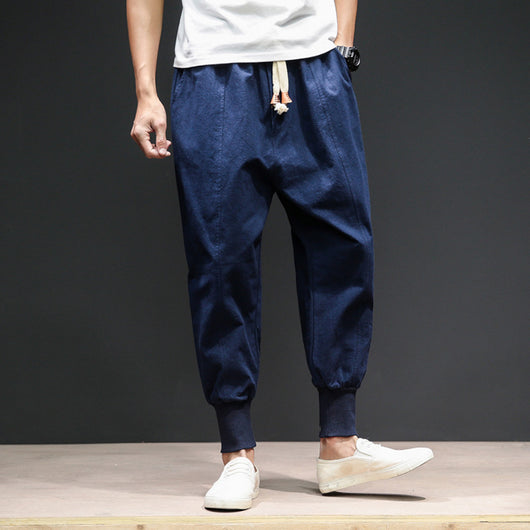 Pantalones Harem Casuales Hombre - Algodón y Lino Mezcla Premium