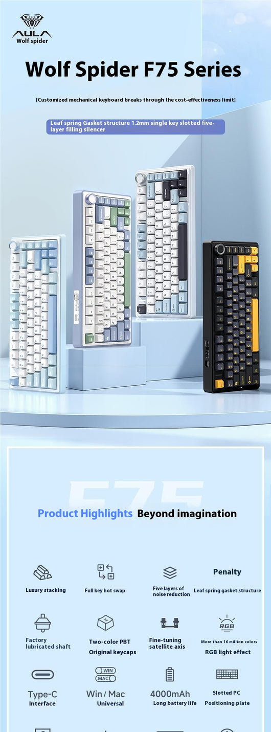 Teclado Inalámbrico Mecánico Hot Plug Trimodal Bluetooth - Image 15