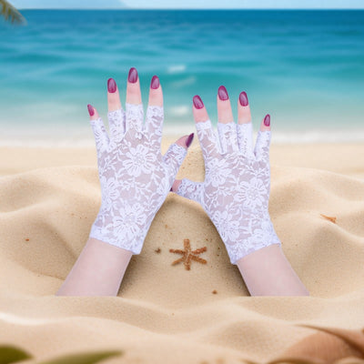 Guantes de Encaje sin Dedos con Protección Solar para Mujer Verano - Image 8