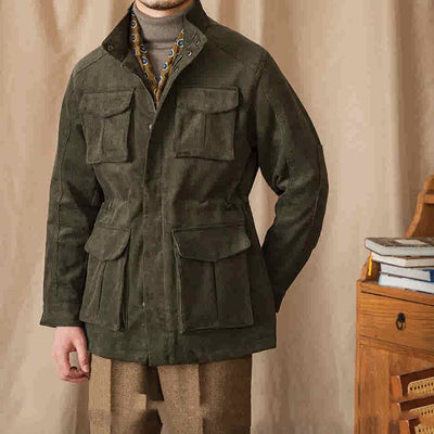 Chaqueta Safari de Pana Otoño Invierno con Cuello Elevado Resistente al Viento - Image 10