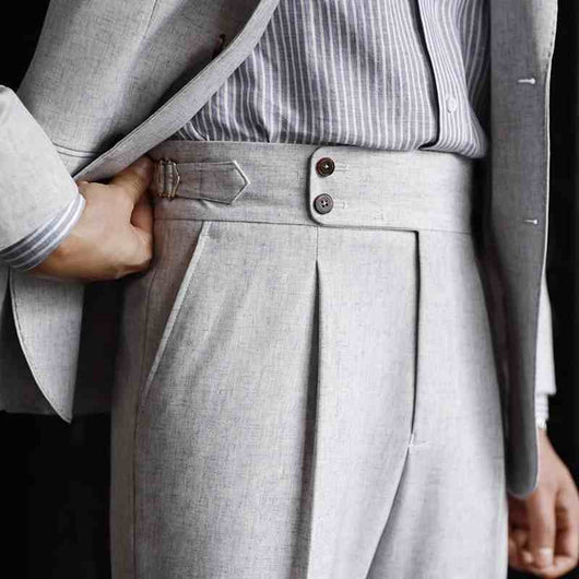 Pantalones Neapolitanos de Corte Recto Cintura Alta para Hombre - Image 11