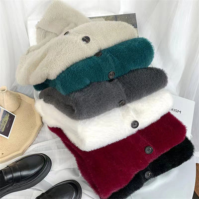 Abrigo Sweater de Piel de Visón Artificial Estilo Coreano para Mujer - Image 18