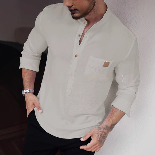 Camisa Manga Larga Plisada Personalizable para Hombre - Tela Suave y Cómoda