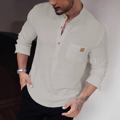 Camisa Manga Larga Plisada Personalizable para Hombre - Tela Suave y Cómoda