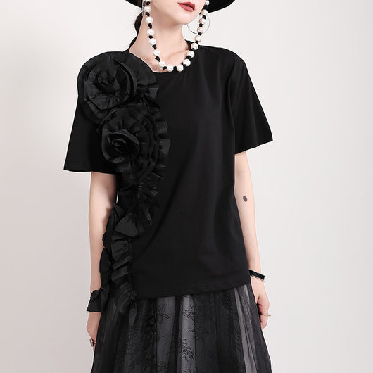 Blusa Corta con Flores Tridimensionales para Mujer - Image 14