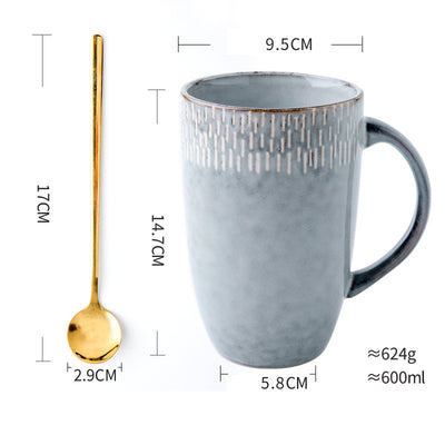 Taza de Cerámica Retro Europea Grande - Tazón para Bebidas Diarias - Image 7