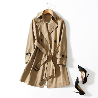 Chaqueta Cortavientos Larga Mujer con Cinturón - Abrigo Elegante Hasta la Rodilla - Image 6