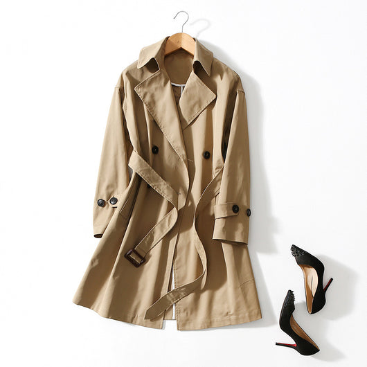 Chaqueta Cortavientos Larga Mujer con Cinturón - Abrigo Elegante Hasta la Rodilla - Image 6