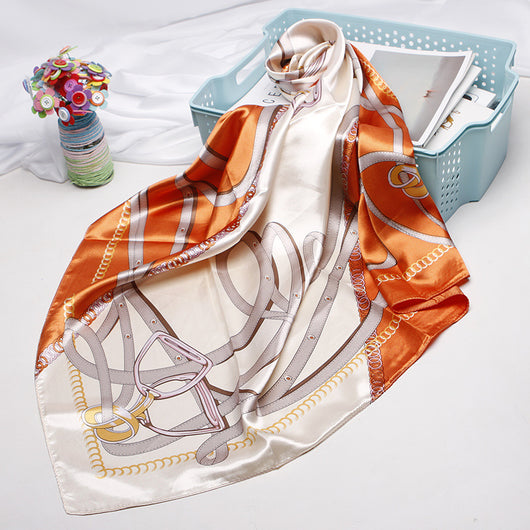 Pañuelo de Seda Artificial Estampado Retro - Accesorio Versátil para Mujer - Image 30