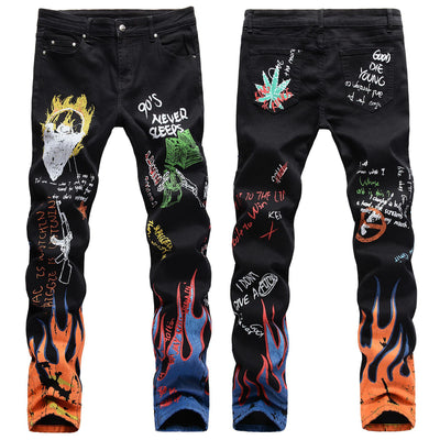 Pantalones Slim Stretch con Estampado 3D Blanco y Negro para Hombre - Image 2