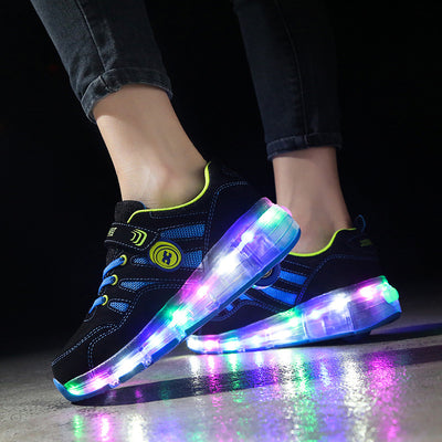 Zapatos Deportivos Infantiles con Rueda Luminosa y Cinturón Invisible