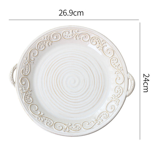 Plato de Cerámica Retro con Relieve Elegante para Comedor - Image 3