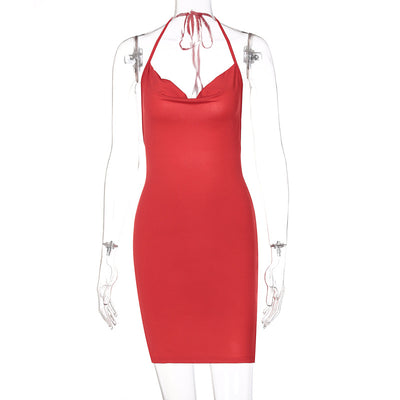Vestido Corto Halter con Abertura y Moño Elegante - Image 9