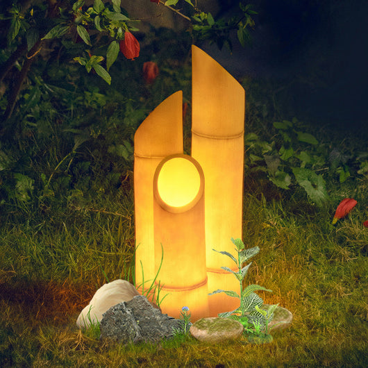 Lámpara Solar de Bambú Decorativa para Jardín - Resistente al Agua