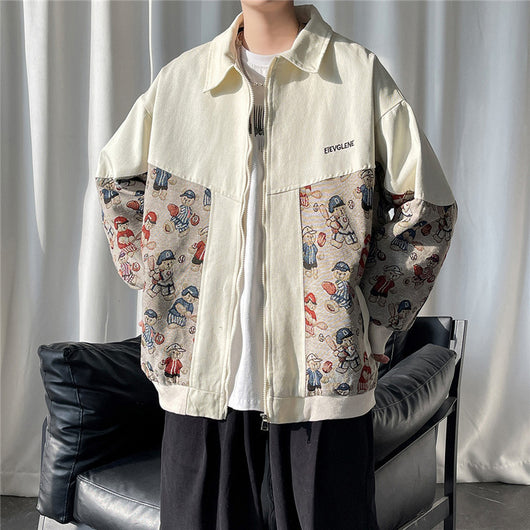 Chaqueta Retro Americana con Solapa de Contraste y Costuras Decorativas para Hombre - Image 7