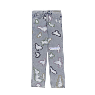 Jeans Rotos con Bordados y Contraste de Colores Estilo Americano - Image 2