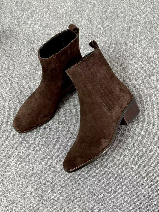 Botas Retro de Tacón Cuadrado y Punta Cuadrada en Cuero Mate para Mujer - Image 15