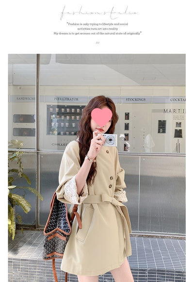 Cortavientos Khaki Cuello Mao para Mujer - Estilo Británico Otoño - Image 19