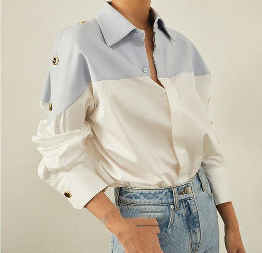 Blusa Francesa de Alto Grado con Combinación de Colores - Image 3