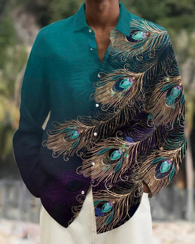 Camisa de Manga Larga con Estampado Degradado para Hombre - Image 14