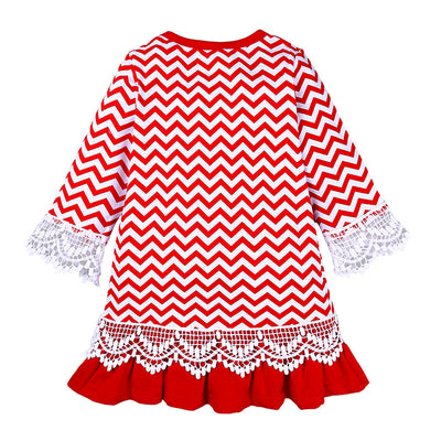 Falda Larga Infantil con Patrón de Onda y Volantes Plisados - Image 4