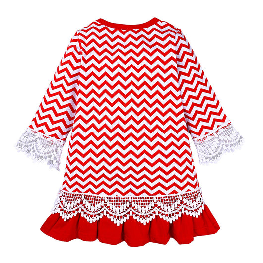 Falda Larga Infantil con Patrón de Onda y Volantes Plisados - Image 4